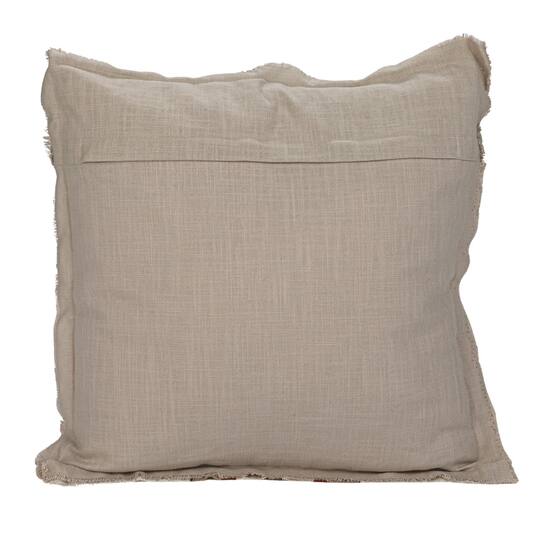 Hello Honey® 20" Cream & Brown Striped Woven Linen Fringed Pillow